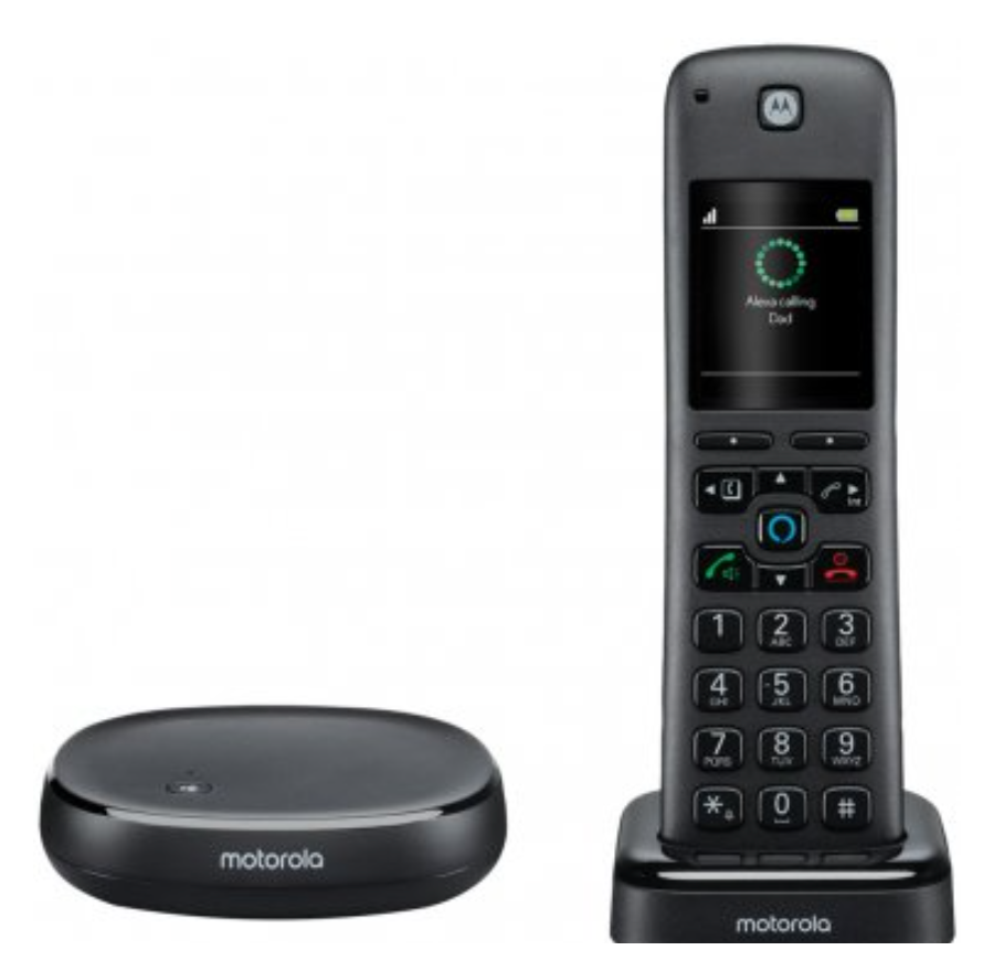 Motorola AXH01 AX Series Dect 6.0 Cordless Digital Phone and Answering System with Built-in Alexa® (1 Handset)