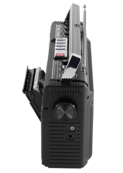 QFX ReRun X Cassette Player Boombox with 4-Band Radio, MP3 Converter, and Bluetooth®