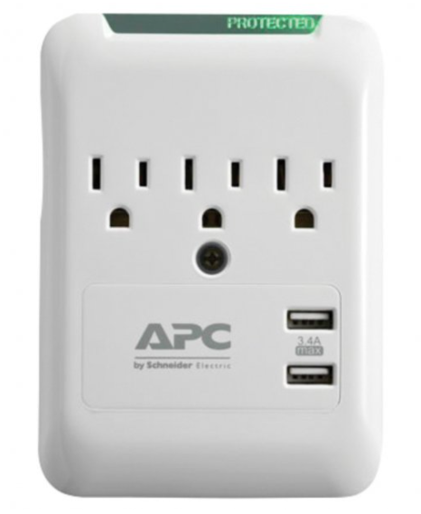 APC Essential SurgeArrest® 3-Outlet Wall Tap with 2 USB Charging Ports