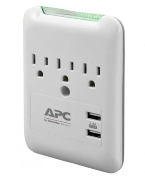 APC Essential SurgeArrest® 3-Outlet Wall Tap with 2 USB Charging Ports