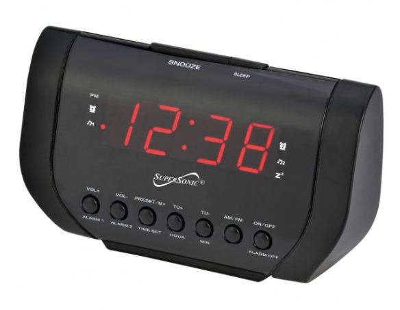 SuperSonic Dual Alarm Clock Radio with USB Charging Port