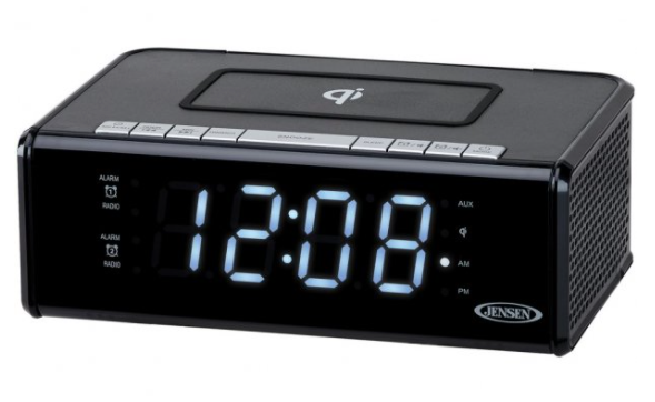 Jensen Dual Alarm Clock Radio with Qi Charging