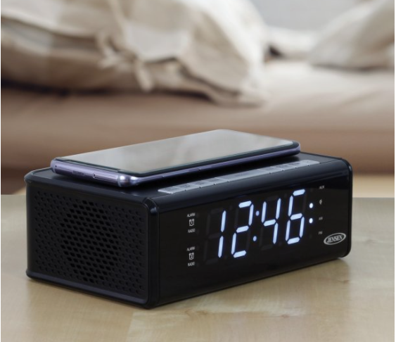 Jensen Dual Alarm Clock Radio with Qi Charging