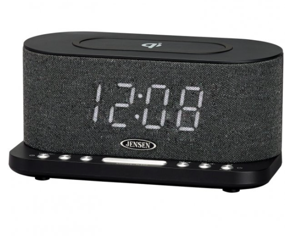 Jensen Dual Alarm Clock Radio with Wireless QI® Charging