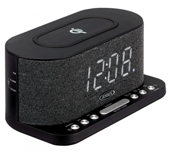 Jensen Dual Alarm Clock Radio with Wireless QI® Charging