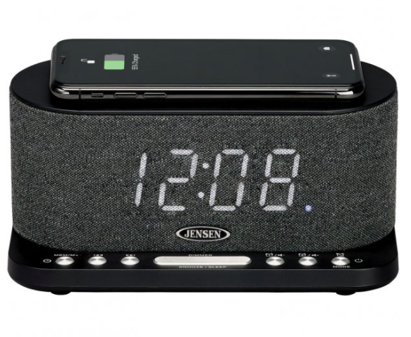 Jensen Dual Alarm Clock Radio with Wireless QI® Charging