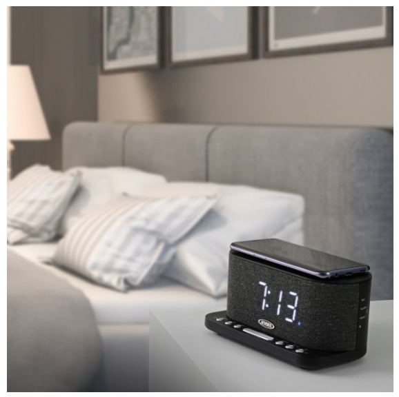 Jensen Dual Alarm Clock Radio with Wireless QI® Charging