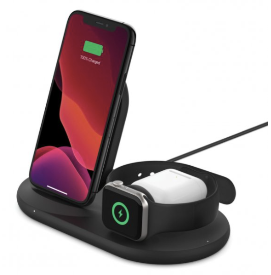 Belkin BOOST UP CHARGE 3-in-1 Wireless Charger for Apple Devices (Black)