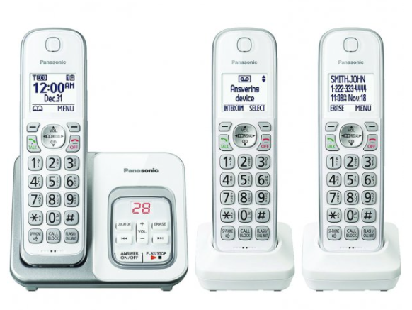 Panasonic KX-TGD533W Expandable Cordless Phone with Call Block & Answering Machine (3 Handsets)