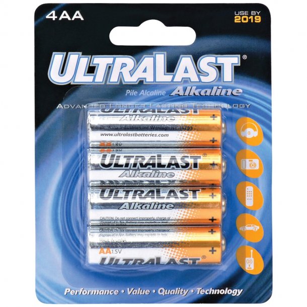 Ultralast ULA4AA AA Alkaline Batteries (4 Pack)