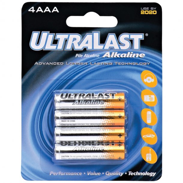 Ultralast ULA4AAA AAA Alkaline Batteries (4 Pack)
