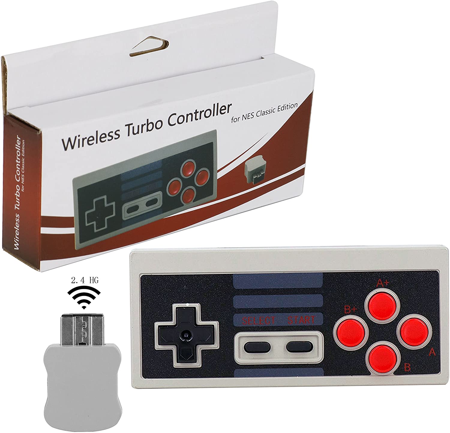 2.4G Wireless Controller for Nintendo Entertainment System Classic Mini/SNES (Turbo Edition)