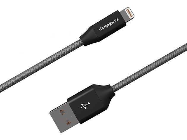 Chargeworx "NYLO" Tuff 6ft Lightning Sync & Charge Cable (Black)