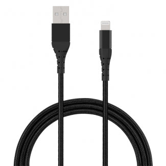 TEKYA 72 INCH (6FT) APPLE LIGHTNING TO USB-A 2.4 AMP BRAIDED CABLE - BLACK