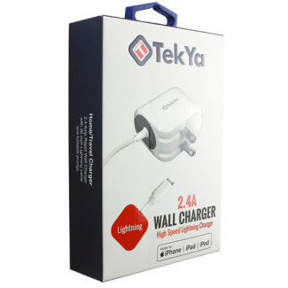 TekYa Apple Lightning 2.4 Amp Home/Travel Charger