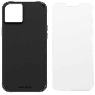 Case Mate Apple iPhone 14 Plus Protection Pack Magsafe Case and Glass Screen Protector (Black)