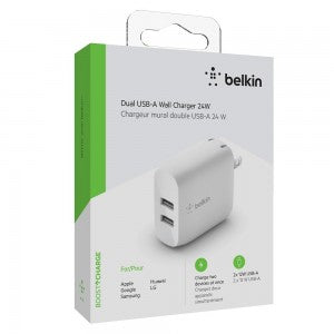 Belkin Boost Charge 24W/4.8 amps Dual USB-A Wall Charger