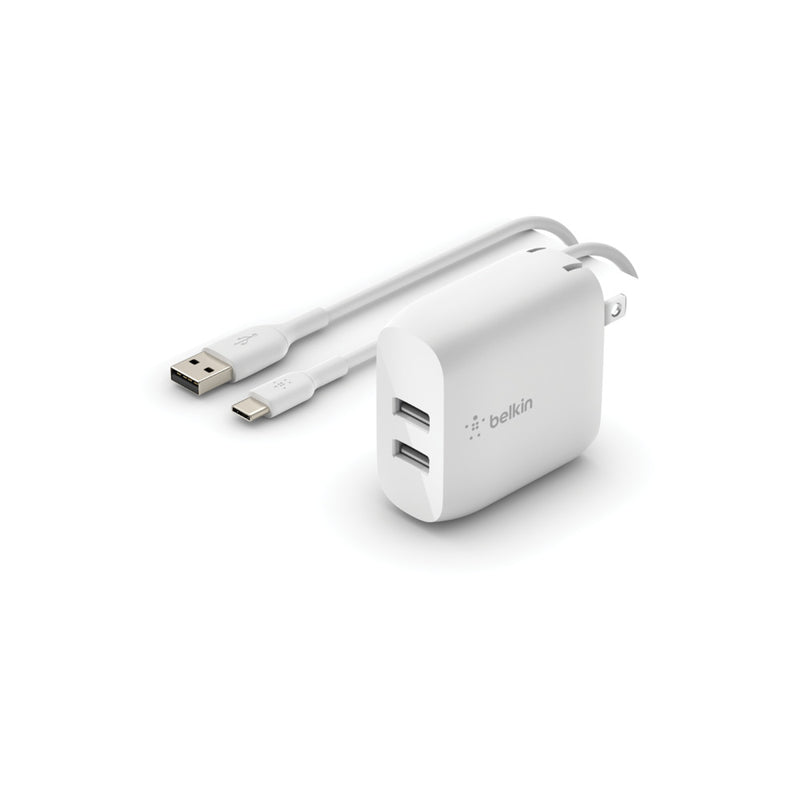 Belkin BOOST↑CHARGE Dual USB-A Wall Charger 24W + USB-A to USB-C cable